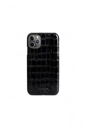 Guard Siyah Croco iPhone 11 Hakiki Deri Telefon Kılıfı P6017 - 1