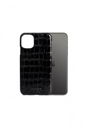 Guard Siyah Croco iPhone 11 Hakiki Deri Telefon Kılıfı P6017 - 2