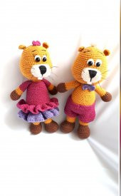 Bay ve Bayan Kunduz Amigurumi Organik Oyuncak - 1