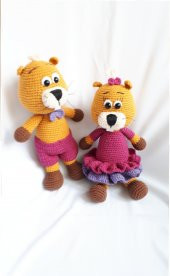 Bay ve Bayan Kunduz Amigurumi Organik Oyuncak - 2