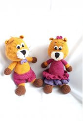 Bay ve Bayan Kunduz Amigurumi Organik Oyuncak - 5