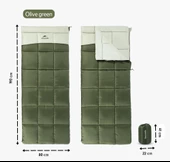 Naturehike LT250 Zarf Tarzı Pamuklu Uyku Tulumu -11°C  Army Green Left - 2