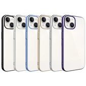 iPhone 15 Plus Kılıf Sert PC Renkli Çerçeveli Riksos Kapak thumbnail 2