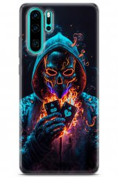 Huawei P30 Pro Uyumlu Kılıf Milano 30 Ateşli Maske Kenarları Şeffaf Kapak Mavi - 1