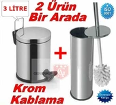 Wc Fırçası + Krom 3 Litre Çöp Kovası İkili Set - 2
