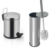 Wc Fırçası + Krom 3 Litre Çöp Kovası İkili Set - 1
