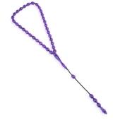 Mavi Renk Badem Kesim Sıkma Kehribar Tesbih thumbnail 2