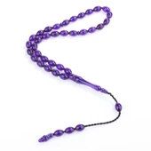 Mavi Renk Badem Kesim Sıkma Kehribar Tesbih thumbnail 1