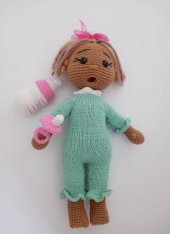 Esmer Masum Bebek Uyku Arkadaşı Amigurumi Organik Oyuncak - 6