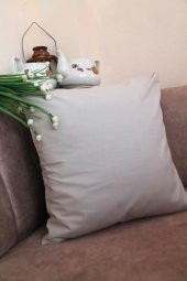 Kül Rengi Premium 100 Pamuklu Fermuarsız Kırlent Kılıfı 43x43cm - 1
