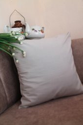Kül Rengi Premium 100 Pamuklu Fermuarsız Kırlent Kılıfı 43x43cm - 2
