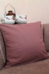 Koyu Gül Kurusu Premium 100 Pamuklu Fermuarsız Kırlent Kılıfı 43x43cm - 1