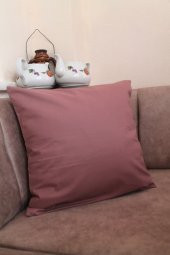 Koyu Gül Kurusu Premium 100 Pamuklu Fermuarsız Kırlent Kılıfı 43x43cm - 2
