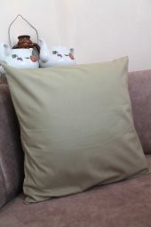 Yağ Yeşili Premium 100 Pamuklu Fermuarsız Kırlent Kılıfı 43x43cm - 1