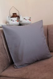 Dark Gri Premium 100 Pamuklu Fermuarsız Kırlent Kılıfı 43x43cm - 1
