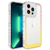 iPhone 14 Pro Max Kılıf Simli ve Renk Geçiş Tasarımlı Lens Korumalı Park Kapak - 8