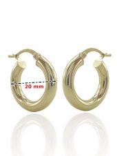 Taşsız Düz Kalın Şişik Günlük Altın Halka Küpe 14 Ayar 20 mm - 4