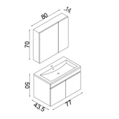 Teta Home Tokyo 80 CM Mdf Banyo Dolabı Seti  Atlantik Çam-Beyaz thumbnail 5