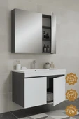 Teta Home Tokyo 80 CM Mdf Banyo Dolabı Seti  Antrasit-Beyaz thumbnail 2