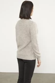 Petek Örgü Düğmeli Triko Hırka - Bej thumbnail 5