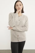 Petek Örgü Düğmeli Triko Hırka - Bej thumbnail 2