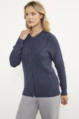 Petek Örgü Düğmeli Triko Hırka - Lacivert thumbnail 3