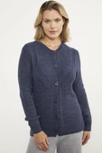 Petek Örgü Düğmeli Triko Hırka - Lacivert thumbnail 1
