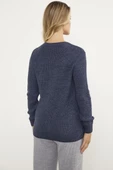Petek Örgü Düğmeli Triko Hırka - Lacivert thumbnail 5