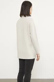 Cepli Gömlek Yaka Fermuarlı Triko Hırka - Açık Bej - 6
