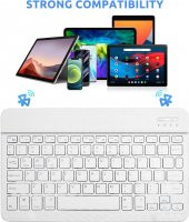 Valkyrie BL30 Bluetooth 10 inç Ios Windows Android Uyumlu Kablosuz Klavye - Türkçe - Şarjlı - Sessiz - Multimedia - Ultra İnce Beyaz - 4