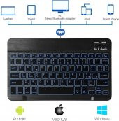 Valkyrie BL30 7 Renk Bluetooth Kablosuz Türkçe Klavye - Android ios Windows Uyumlu - Şarjlı - 10 inç - Multimedia - Ultra İnce Tasarım - 4