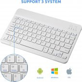 Valkyrie BL30 Bluetooth 10 inç Ios Windows Android Uyumlu Kablosuz Klavye - Türkçe - Şarjlı - Sessiz - Multimedia - Ultra İnce Beyaz - 9