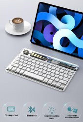Valkyrie RGB bkz-30 7 Renk Bluetooth Şeffaf Türkçe Klavye - Android ios Windows Uyumlu - Şarjlı - 10 inç - Multimedia - Ultra İnce Tasarım bkz30 - 8