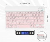 Valkyrie BL30 Bluetooth 10 inç Ios Windows Android Uyumlu Kablosuz Klavye - Türkçe - Şarjlı-Sessiz Multimedia - Ultra İnce Pembe - 4