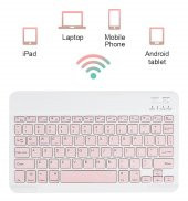 Valkyrie BL30 Bluetooth 10 inç Ios Windows Android Uyumlu Kablosuz Klavye - Türkçe - Şarjlı-Sessiz Multimedia - Ultra İnce Pembe - 7