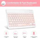 Valkyrie BL30 Bluetooth 10 inç Ios Windows Android Uyumlu Kablosuz Klavye - Türkçe - Şarjlı-Sessiz Multimedia - Ultra İnce Pembe - 9