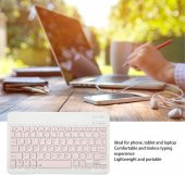 Valkyrie BL30 Bluetooth 10 inç Ios Windows Android Uyumlu Kablosuz Klavye - Türkçe - Şarjlı-Sessiz Multimedia - Ultra İnce Pembe - 10