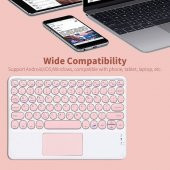 Valkyrie Kablosuz Touchpad Bluetooth Klavye - Ios Android Windows Uyumlu - TÜRKÇE Dil - Şarjlı - Ultra İnce - Type-C Giriş Pembe - 4