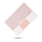 Valkyrie Kablosuz Touchpad Bluetooth Klavye - Ios Android Windows Uyumlu - TÜRKÇE Dil - Şarjlı - Ultra İnce - Type-C Giriş Pembe - 7