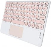 Valkyrie Kablosuz Touchpad Bluetooth Klavye - Ios Android Windows Uyumlu - TÜRKÇE Dil - Şarjlı - Ultra İnce - Type-C Giriş Pembe - 9