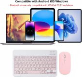 Valkyrie Bluetooth Ios Ipad Android Windows Uyumlu Klavye Mouse Seti - Sessiz - Şarjlı - Combo - Ultra İnce - Türkçe - Kablosuz Pembe - 2
