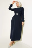 Kol Ucu Tüylü Kemerli Elbise Parlement thumbnail 1