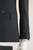 Kırlangıç Yaka Çift Yırtmaç Slimfit Çizgili Kruvaze Erkek Takım Elbise - 4