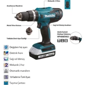 Makita HP488D002 Darbeli Matkap Vidalama 18V 1,5AH Çift Akü - 3