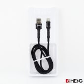 İmeng Apple iPad Mini 2 Retina  3A UsbA to Lightning Pro Braided Data ve Hızlı Şarj Kablosu Siyah thumbnail 5