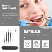 Valkyrie 6 Parça Paslanmaz Çelik Metal Kutulu  Diş Tartar Temizleme Dental Ağız Bakım Seti siyah kutu - 8