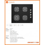 Silverlline CS5629B01 Siyah Cam Woklu Ankastre Ocak Emaye Izgaralı - 3
