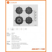 Silverline CS5629W01 Beyaz Cam Woklu Ankastre Ocak Emaye Izgaralı - 3
