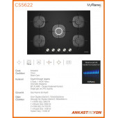 Silverline CS5622B01 Siyah Cam Ankastre Ocak Woklu 9 Kademeli Emaye Izgaralı - 2