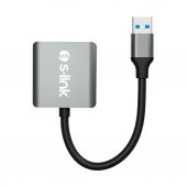 S-link SL-CR21 Type C ve USB3.0 SD/Micro SD 110m/S Hızlı 2 in 1 Metal Kart Okuyucu - 1